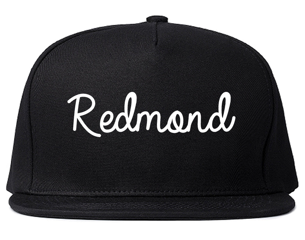 Redmond Washington WA Script Mens Snapback Hat Black