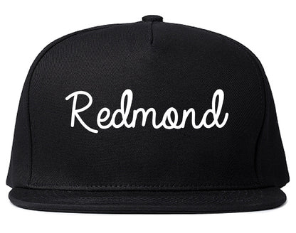 Redmond Washington WA Script Mens Snapback Hat Black