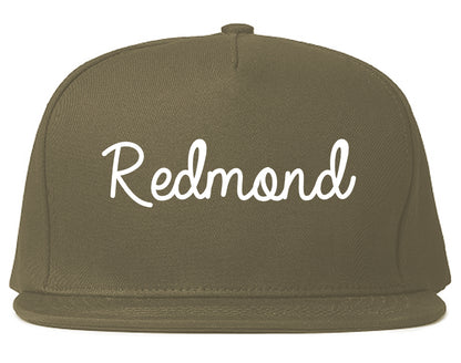 Redmond Washington WA Script Mens Snapback Hat Grey