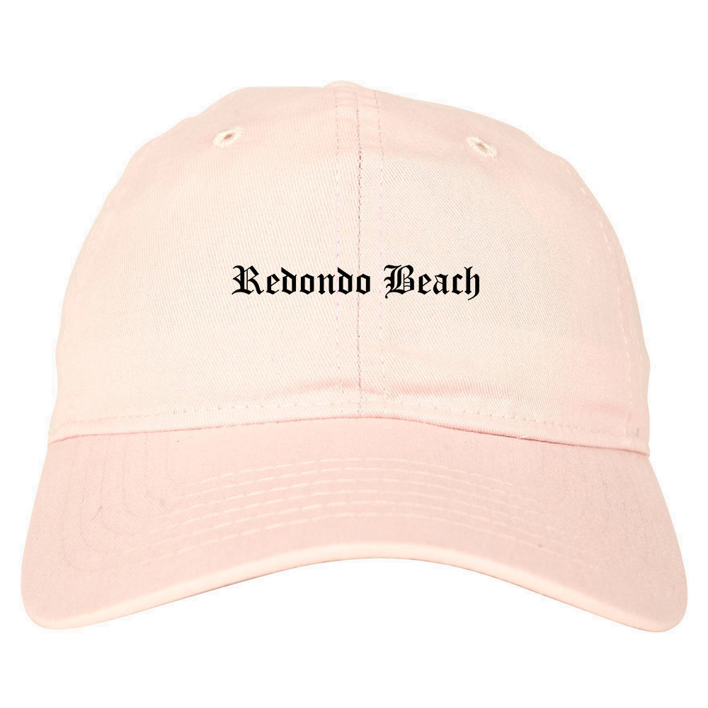 Redondo Beach California CA Old English Mens Dad Hat Baseball Cap Pink