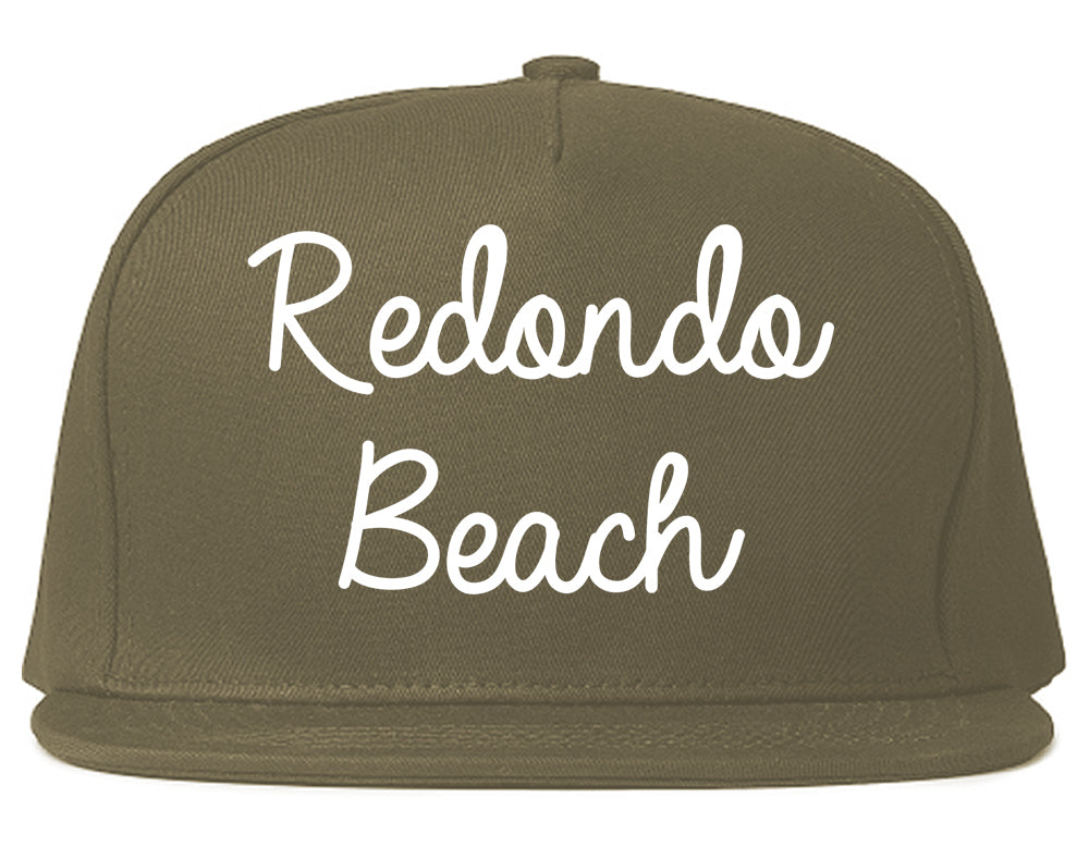 Redondo Beach California CA Script Mens Snapback Hat Grey