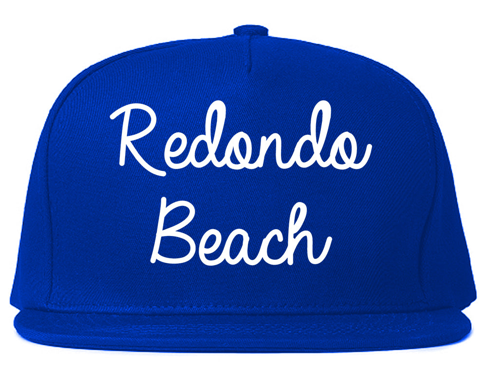 Redondo Beach California CA Script Mens Snapback Hat Royal Blue