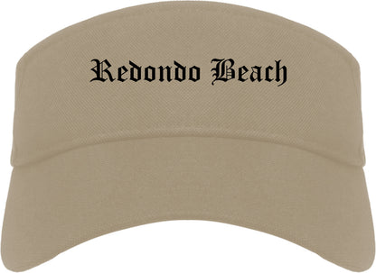 Redondo Beach California CA Old English Mens Visor Cap Hat Khaki