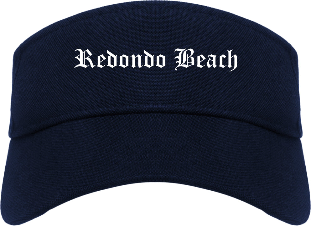 Redondo Beach California CA Old English Mens Visor Cap Hat Navy Blue