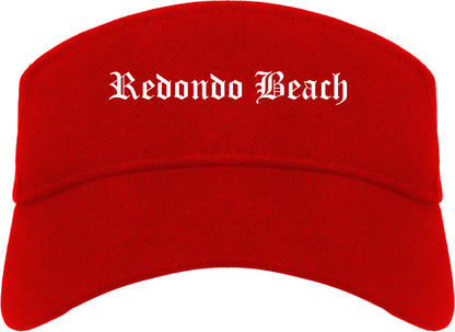 Redondo Beach California CA Old English Mens Visor Cap Hat Red