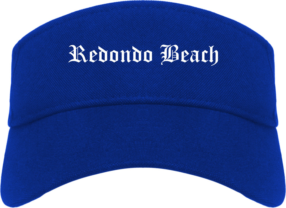 Redondo Beach California CA Old English Mens Visor Cap Hat Royal Blue