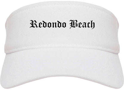 Redondo Beach California CA Old English Mens Visor Cap Hat White