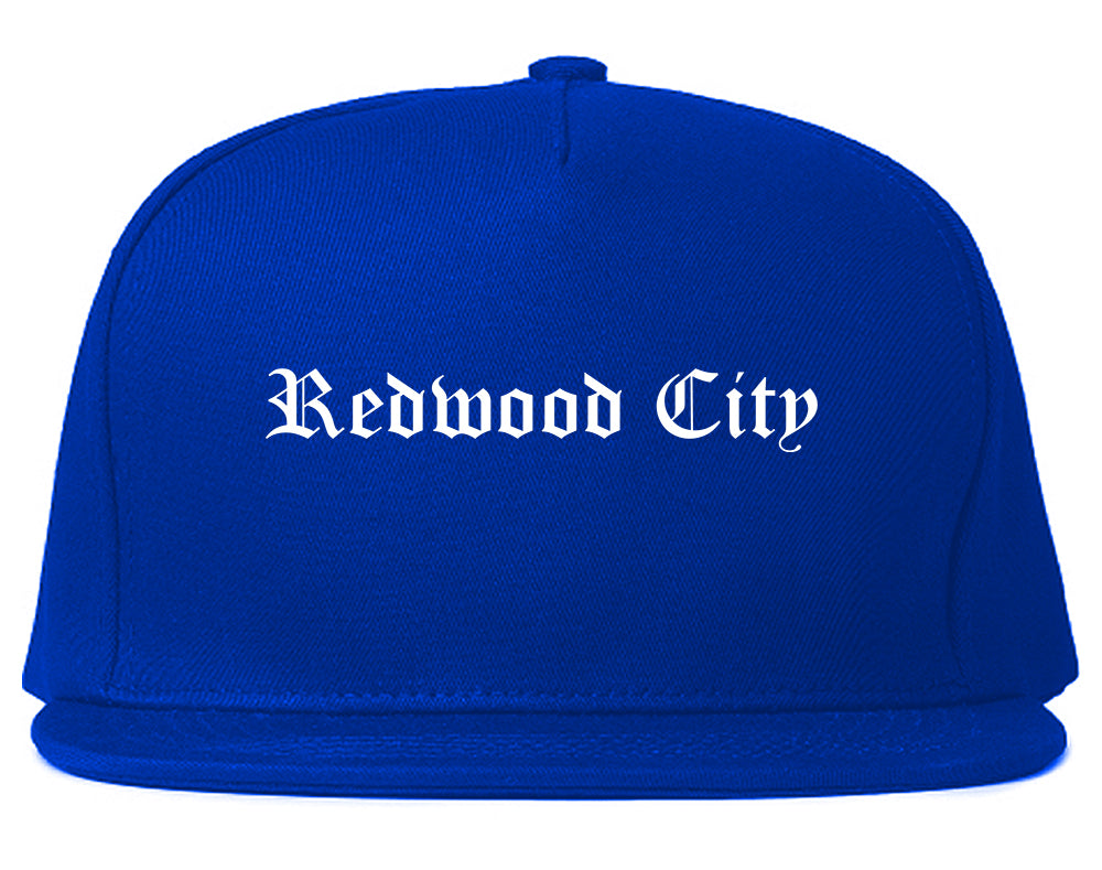Redwood City California CA Old English Mens Snapback Hat Royal Blue