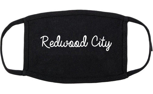 Redwood City California CA Script Cotton Face Mask Black