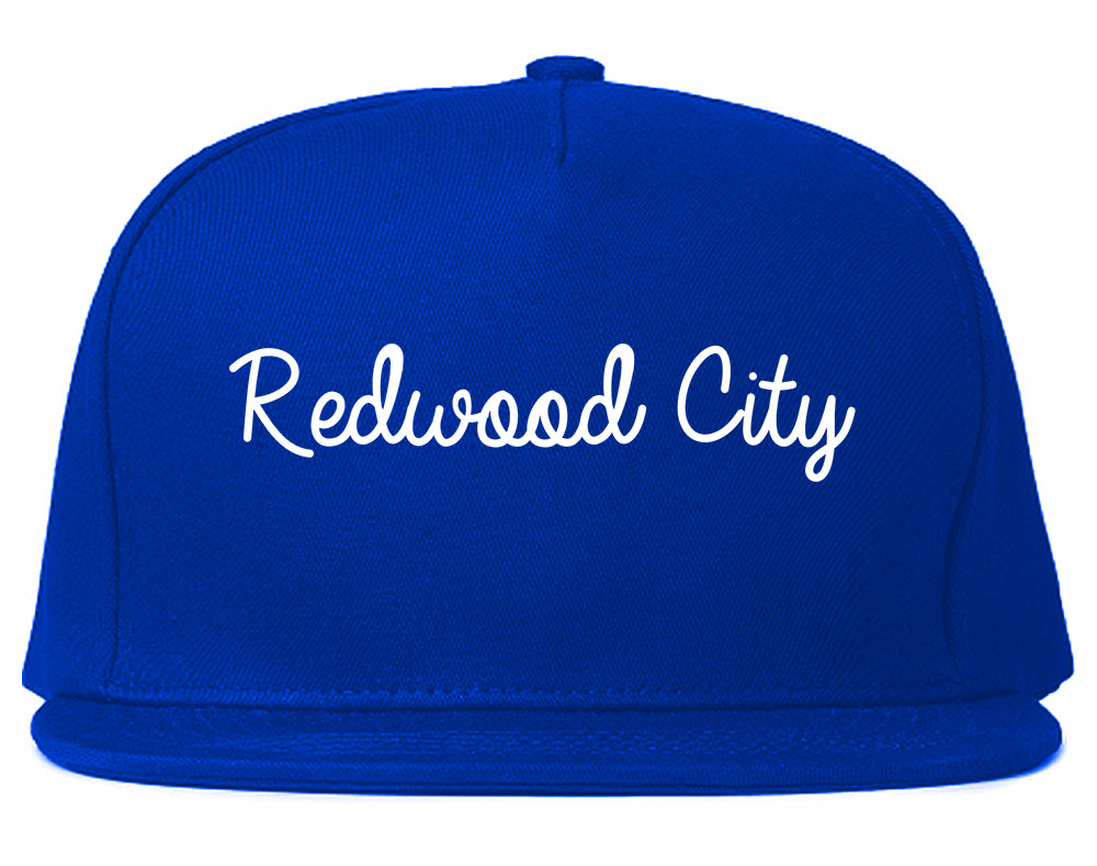 Redwood City California CA Script Mens Snapback Hat Royal Blue