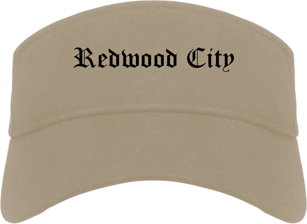 Redwood City California CA Old English Mens Visor Cap Hat Khaki