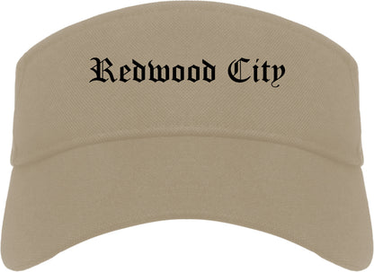 Redwood City California CA Old English Mens Visor Cap Hat Khaki