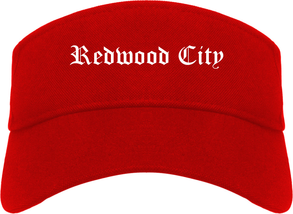 Redwood City California CA Old English Mens Visor Cap Hat Red
