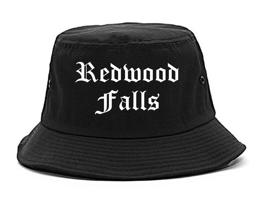 Redwood Falls Minnesota MN Old English Mens Bucket Hat Black