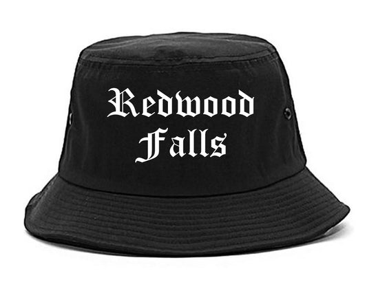 Redwood Falls Minnesota MN Old English Mens Bucket Hat Black