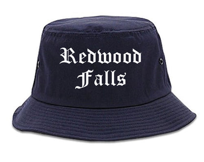 Redwood Falls Minnesota MN Old English Mens Bucket Hat Navy Blue