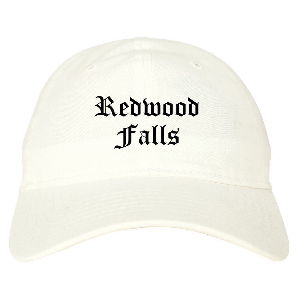 Redwood Falls Minnesota MN Old English Mens Dad Hat Baseball Cap White