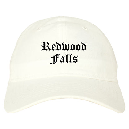 Redwood Falls Minnesota MN Old English Mens Dad Hat Baseball Cap White