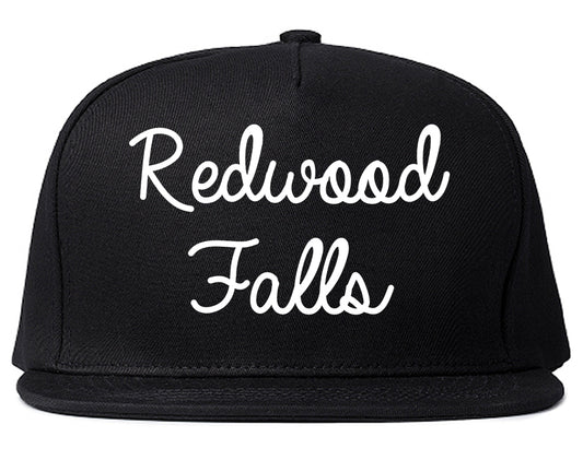 Redwood Falls Minnesota MN Script Mens Snapback Hat Black