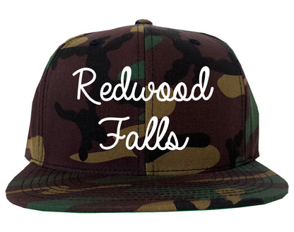 Redwood Falls Minnesota MN Script Mens Snapback Hat Army Camo
