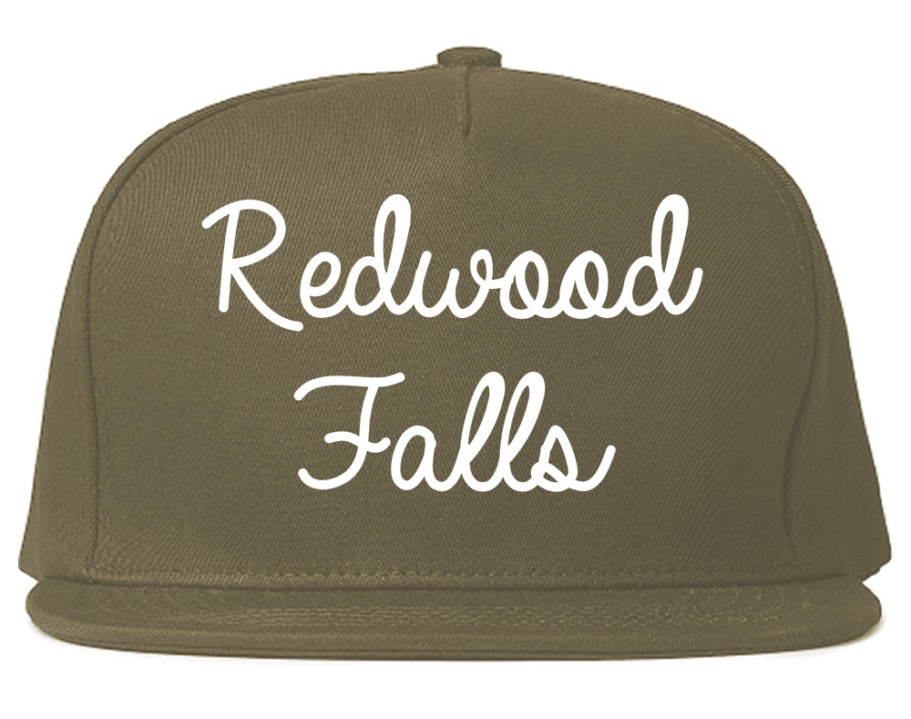 Redwood Falls Minnesota MN Script Mens Snapback Hat Grey