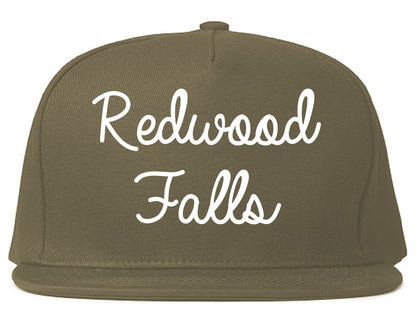 Redwood Falls Minnesota MN Script Mens Snapback Hat Grey