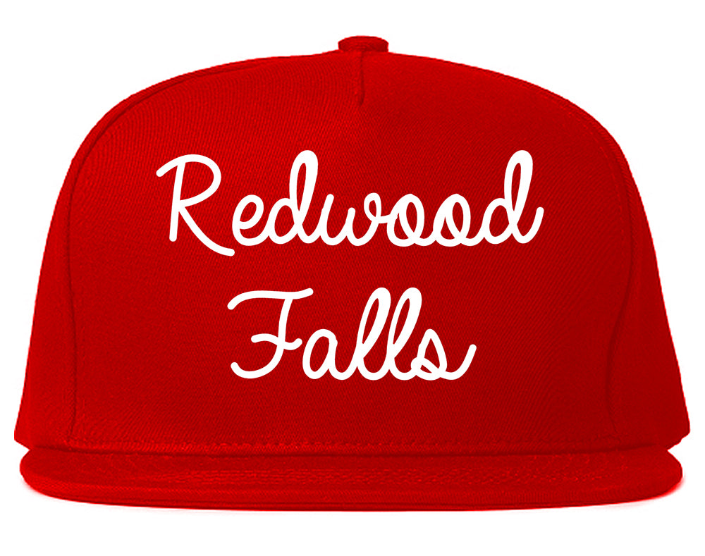 Redwood Falls Minnesota MN Script Mens Snapback Hat Red