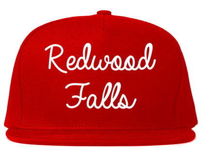 Redwood Falls Minnesota MN Script Mens Snapback Hat Red