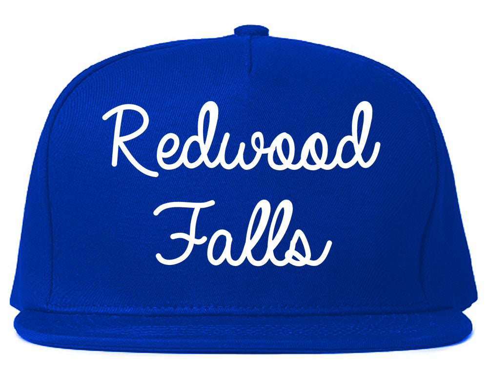 Redwood Falls Minnesota MN Script Mens Snapback Hat Royal Blue