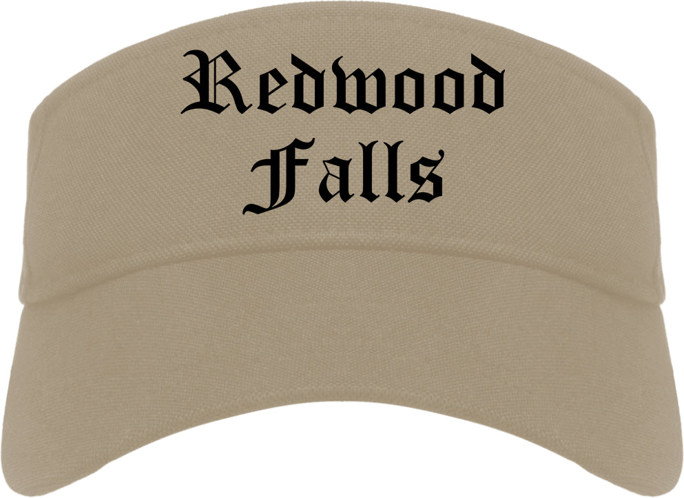 Redwood Falls Minnesota MN Old English Mens Visor Cap Hat Khaki