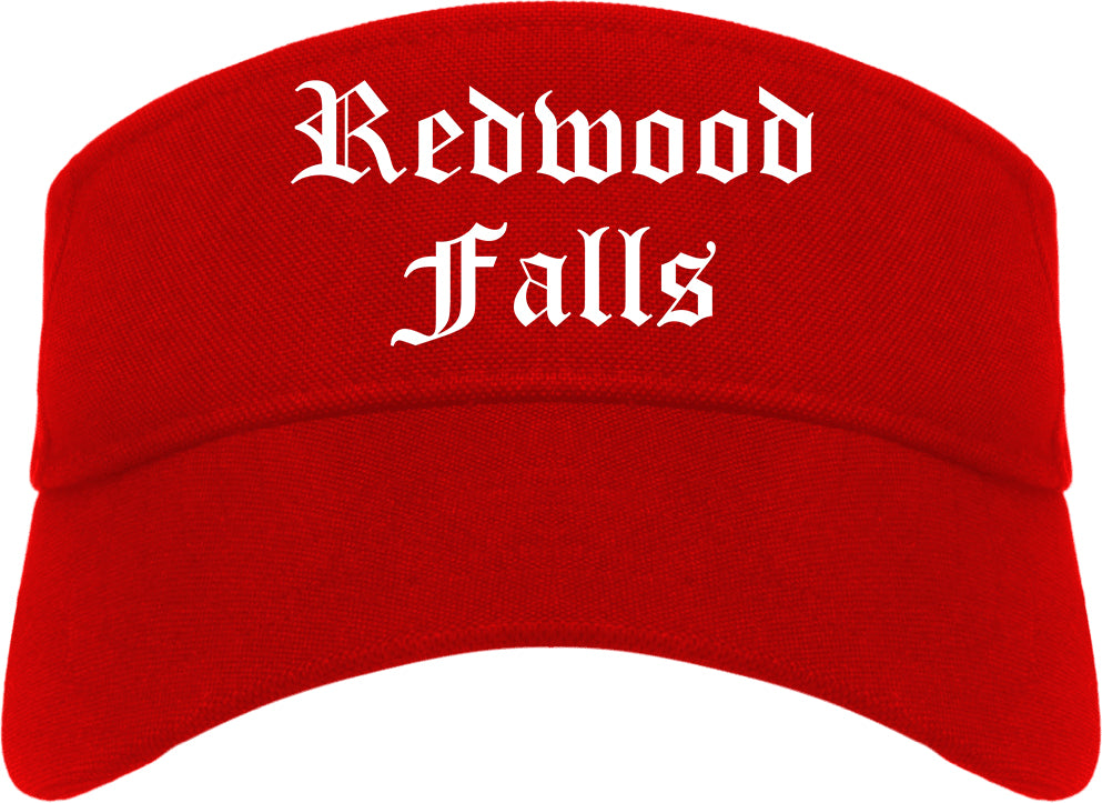 Redwood Falls Minnesota MN Old English Mens Visor Cap Hat Red