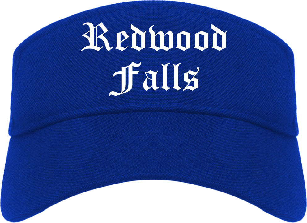 Redwood Falls Minnesota MN Old English Mens Visor Cap Hat Royal Blue