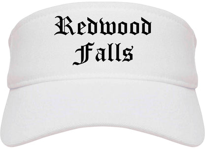 Redwood Falls Minnesota MN Old English Mens Visor Cap Hat White