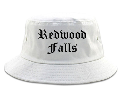 Redwood Falls Minnesota MN Old English Mens Bucket Hat White