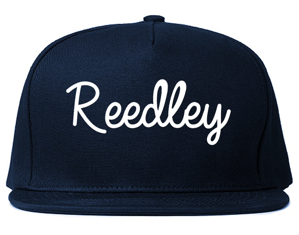 Reedley California CA Script Mens Snapback Hat Navy Blue
