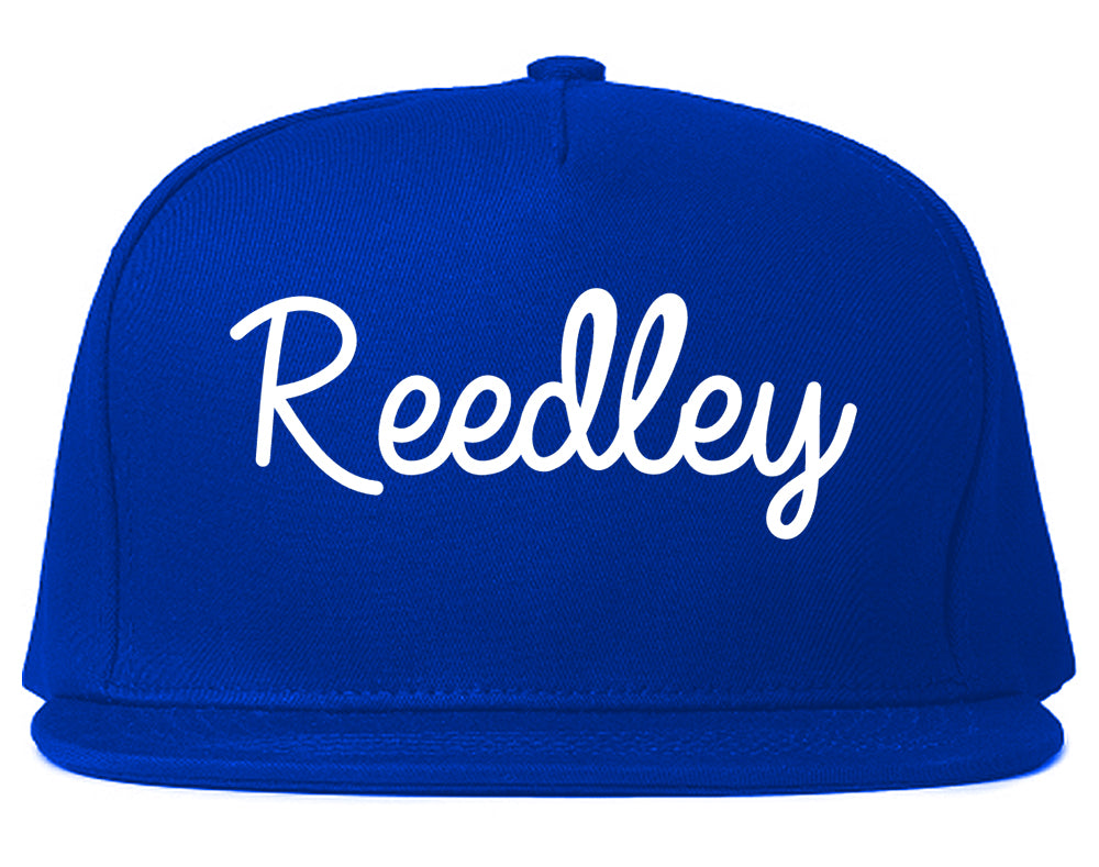 Reedley California CA Script Mens Snapback Hat Royal Blue