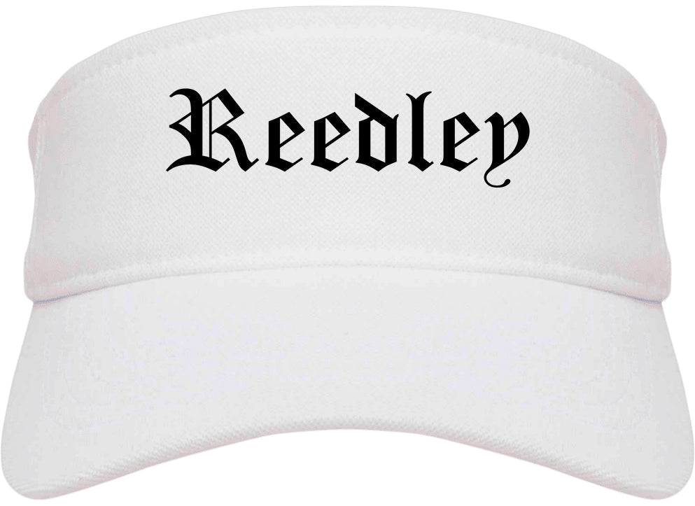 Reedley California CA Old English Mens Visor Cap Hat White
