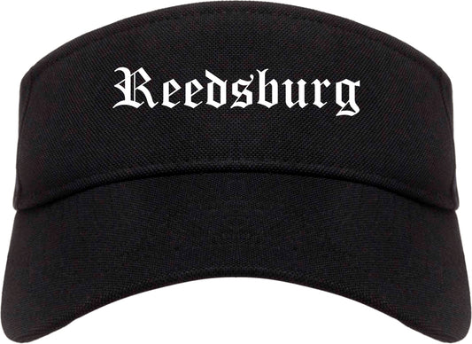 Reedsburg Wisconsin WI Old English Mens Visor Cap Hat Black