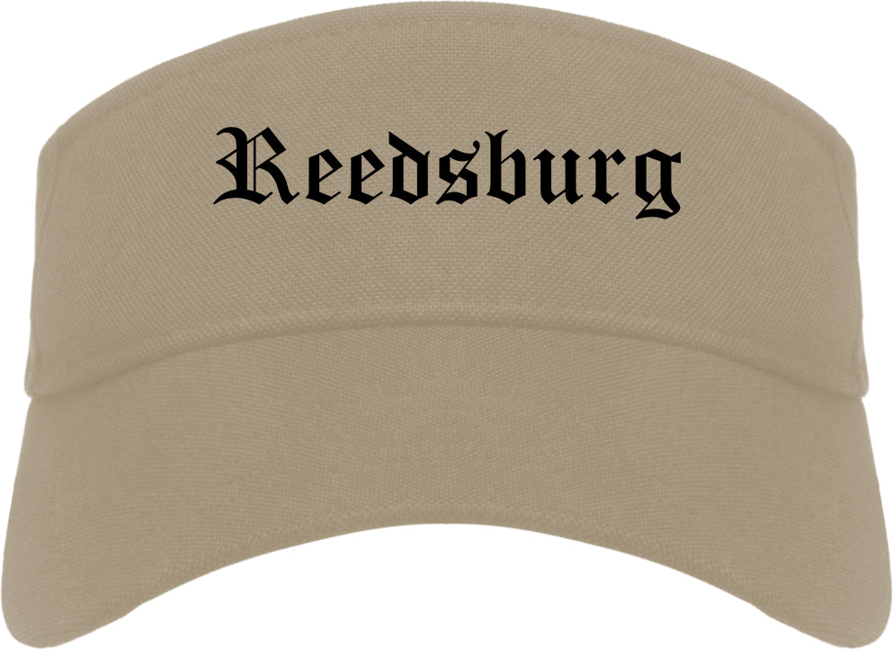 Reedsburg Wisconsin WI Old English Mens Visor Cap Hat Khaki