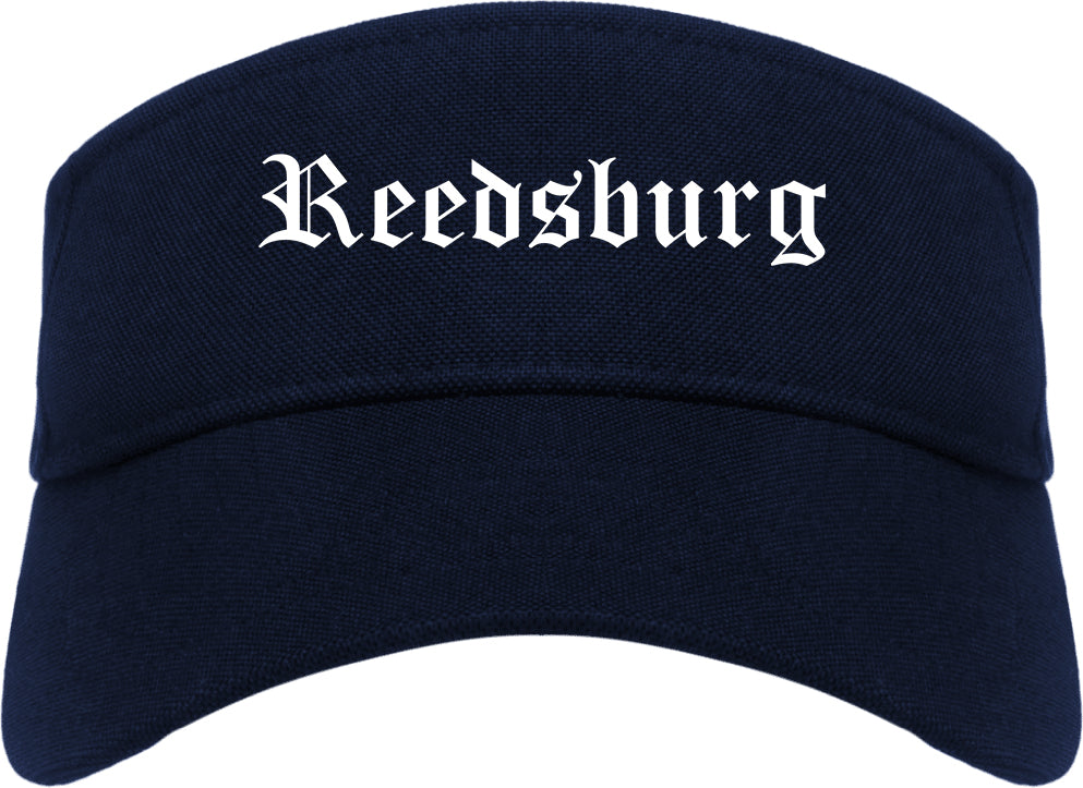 Reedsburg Wisconsin WI Old English Mens Visor Cap Hat Navy Blue