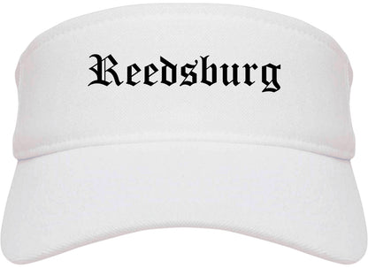 Reedsburg Wisconsin WI Old English Mens Visor Cap Hat White