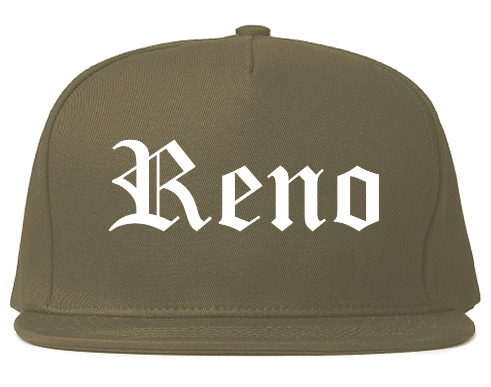 Reno Nevada NV Old English Mens Snapback Hat Grey