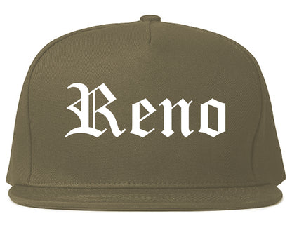 Reno Nevada NV Old English Mens Snapback Hat Grey