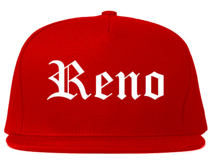 Reno Nevada NV Old English Mens Snapback Hat Red