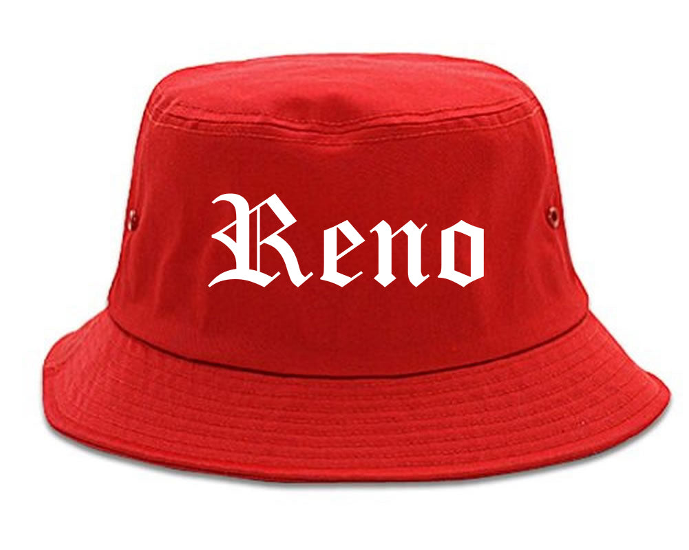 Reno Nevada NV Old English Mens Bucket Hat Red