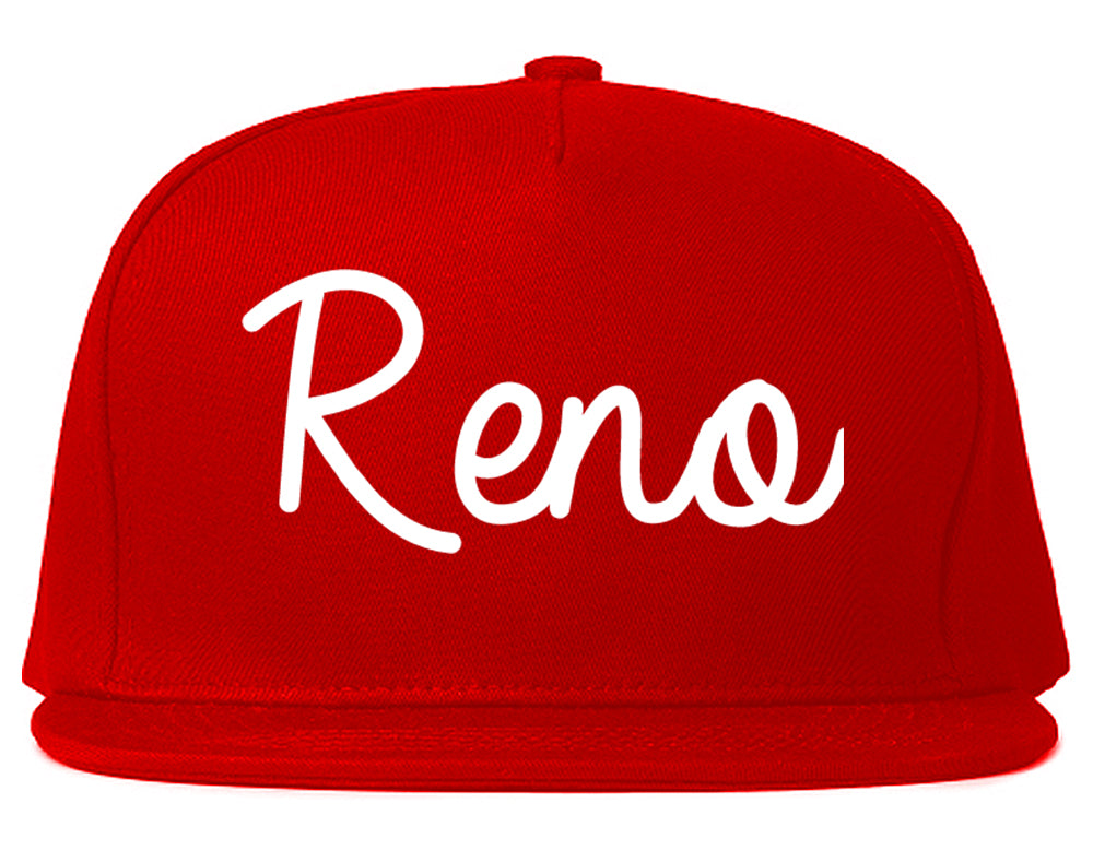 Reno Nevada NV Script Mens Snapback Hat Red