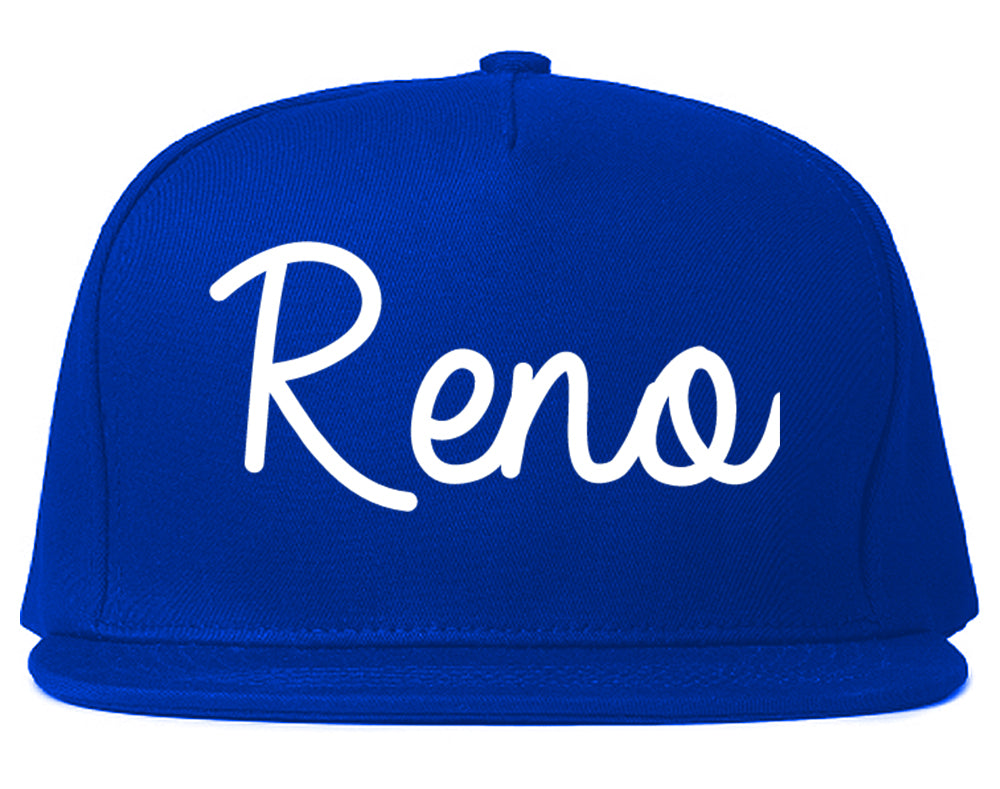 Reno Nevada NV Script Mens Snapback Hat Royal Blue