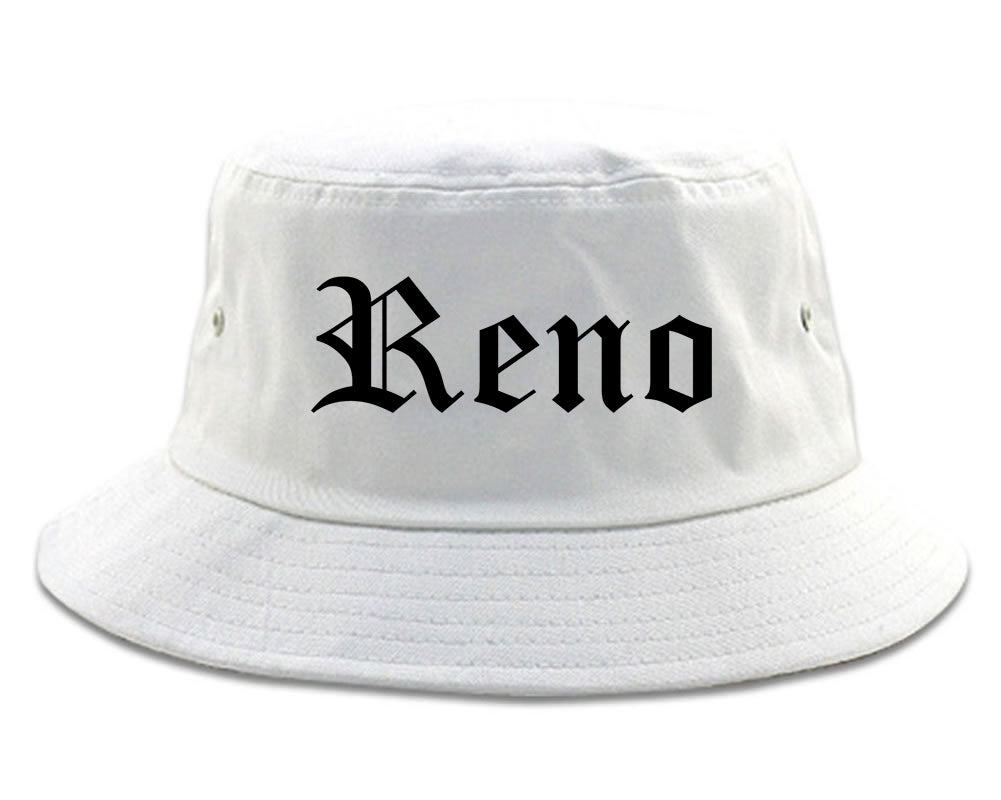 Reno Nevada NV Old English Mens Bucket Hat White