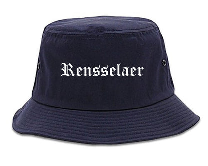 Rensselaer Indiana IN Old English Mens Bucket Hat Navy Blue