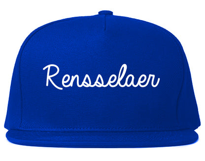 Rensselaer Indiana IN Script Mens Snapback Hat Royal Blue